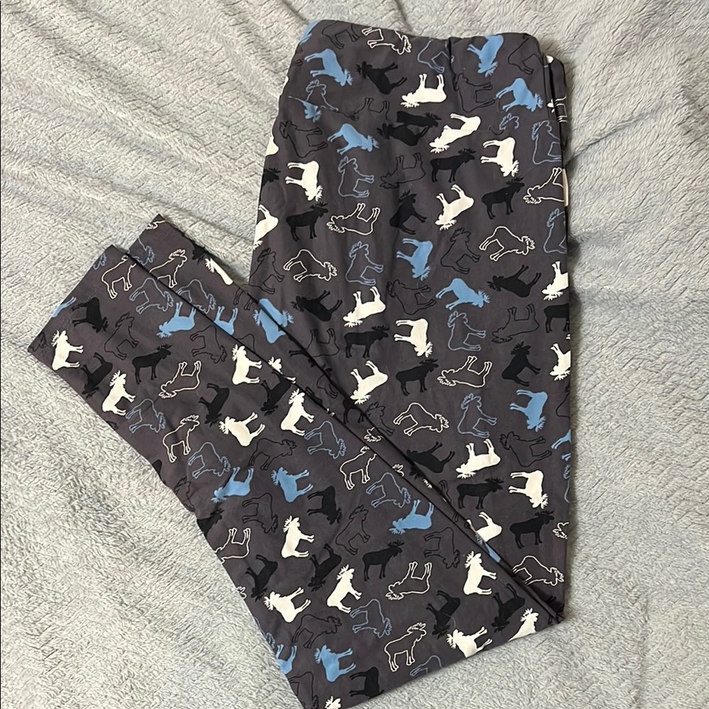 LuLaRoe Gray and Blue Animal Print Leggings